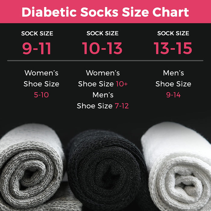 Physicians Approved Therapeutic Non-Binding / Loose fit, Unisex Diabetic Crew Socks for Healthy Blood Circulatory.