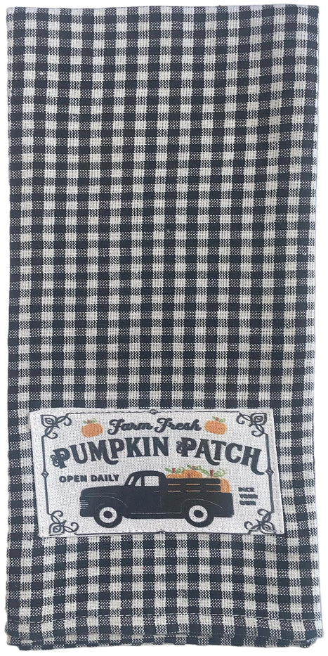 Set of 4, Halloween Kitchen Towels with Patch Work Pumpkin with Happy Thanksgiving, Farm Fresh Pumpkin Patch, Pumpkin Fall Harvest Kitchen Towels Size: 15” x 25".