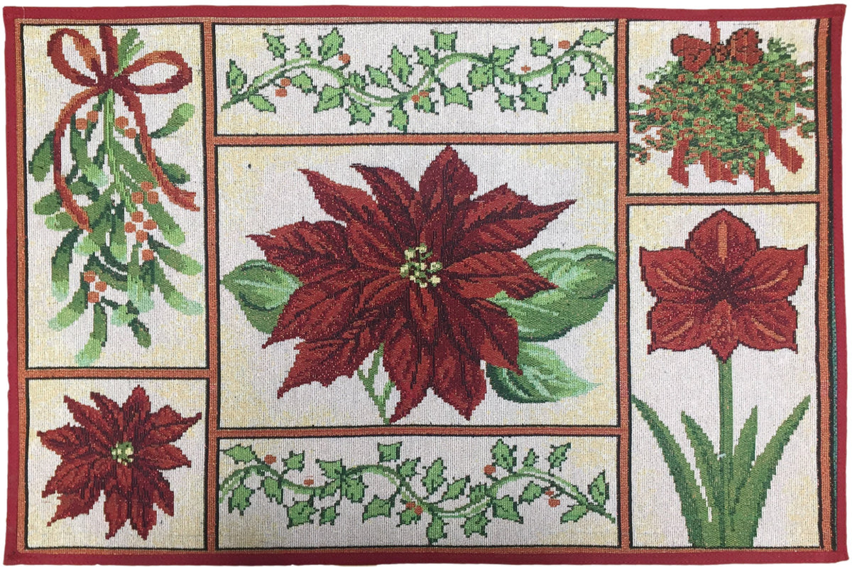 Poinsettia Design for Christmas Season Tapestry Rugs Size : 20 Inch x 29 Inch,