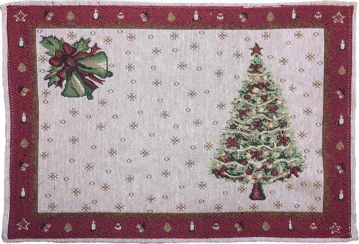 Merry with Cardinal Christmas Tapestry Placemat Set of 4 for Kitchen Dining Table Size: 13" x 19".