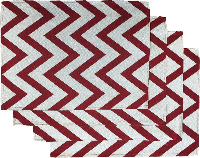 Set of 4, Chevron Design Tapestry placemats for Dining Table, Table mat for Dining Room Easy to Clean, Machine Washable Size: 13” x 19”.