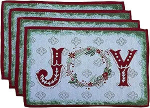 Merry with Cardinal Christmas Tapestry Placemat Set of 4 for Kitchen Dining Table Size: 13" x 19".