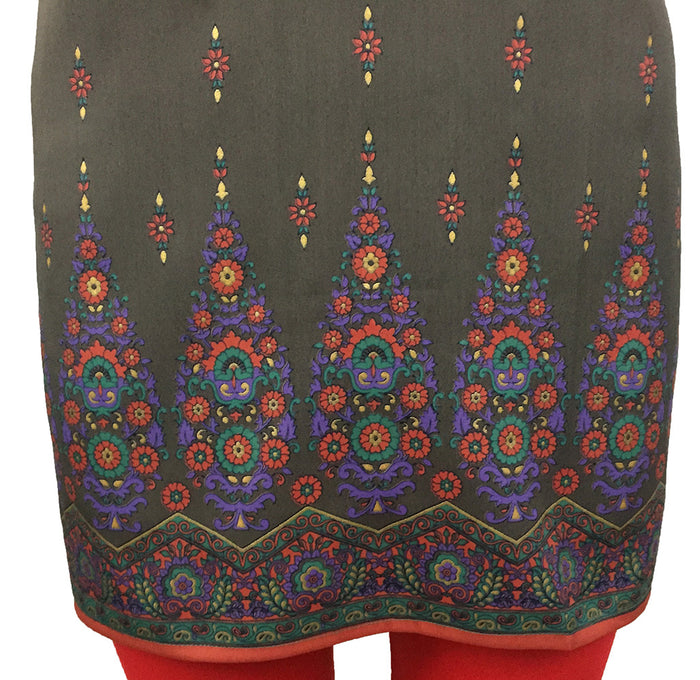 Indian Style Printed Kurtis for Women Short Crepe Kurti V-Neck, Short Sleeves Tunic Top Blouse.