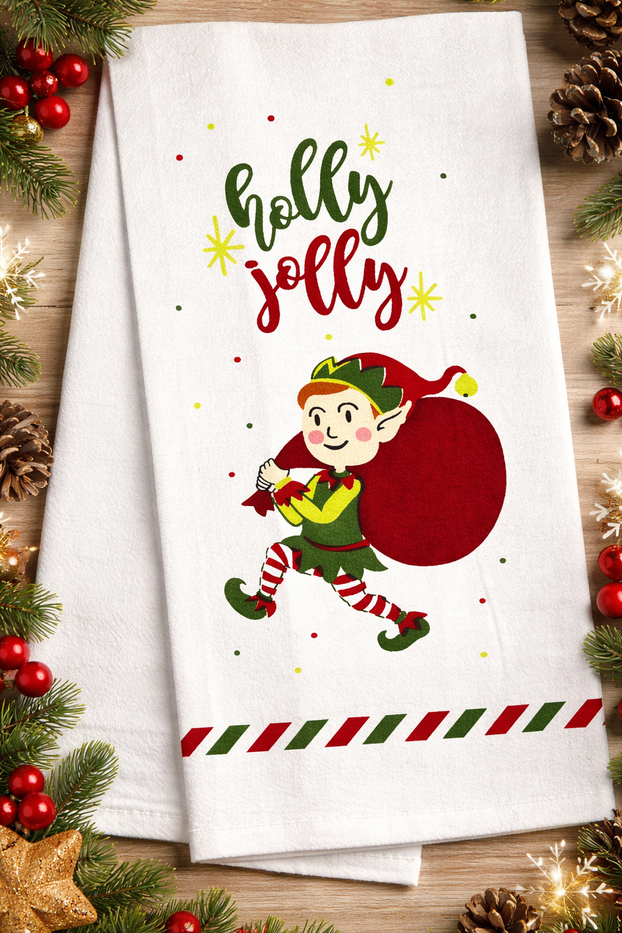 Set of 6, 100% Cotton Assorted Funny Christmas Kitchen Towels with Sentiments on White & Dark Linen Soft and Absorbent Tea Towels/Kitchen Towel Size: 15” x 25".