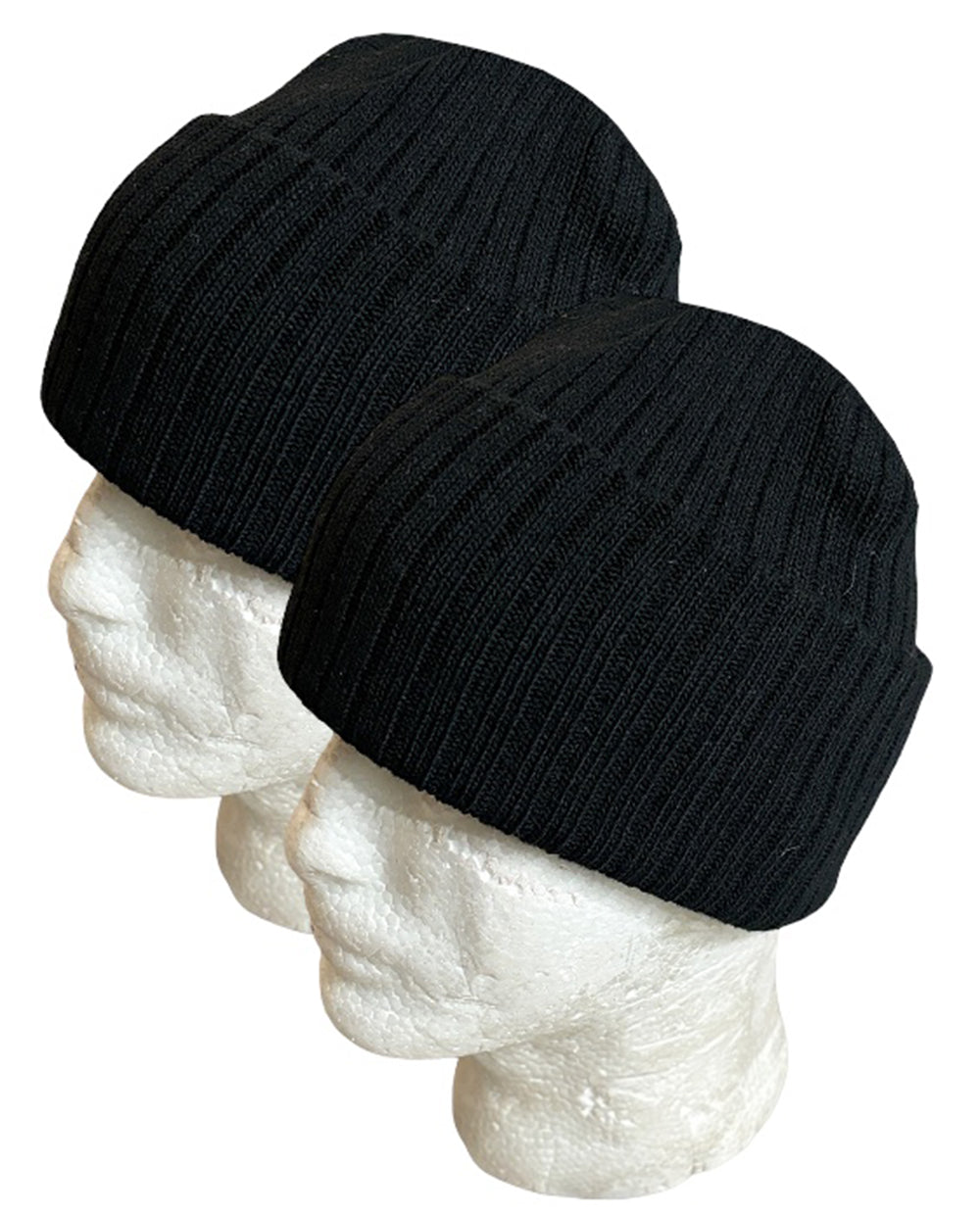 Set of 2, Black Heavy Duty 135 Grams Slouchy Beanie Hat for Unisex Winter Knit Cap.