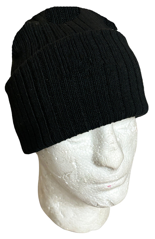 Set of 2, Black Heavy Duty 135 Grams Slouchy Beanie Hat for Unisex Winter Knit Cap.