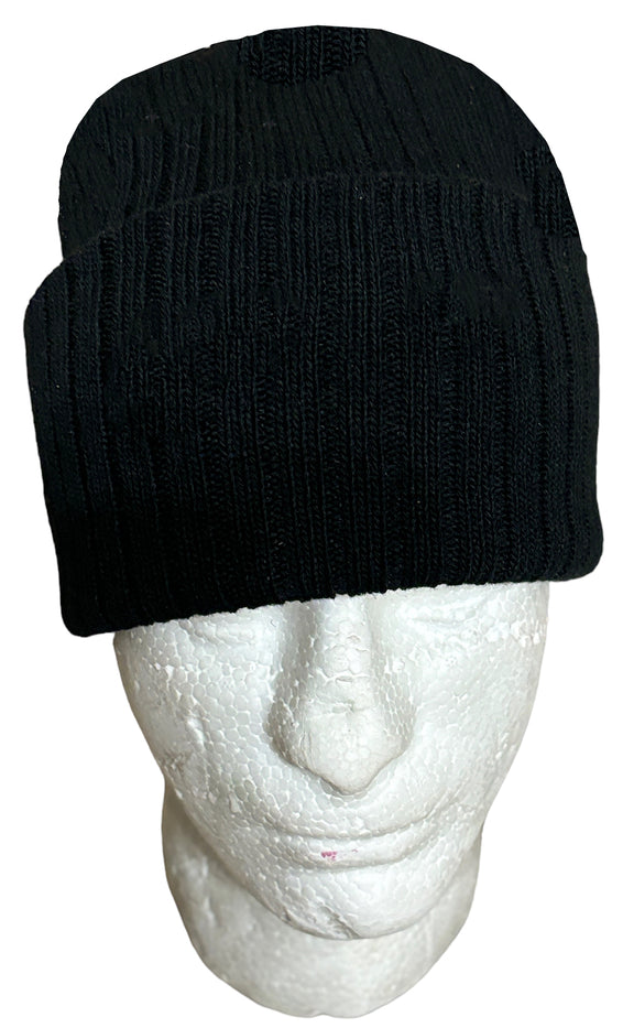 Set of 2, Black Heavy Duty 135 Grams Slouchy Beanie Hat for Unisex Winter Knit Cap.