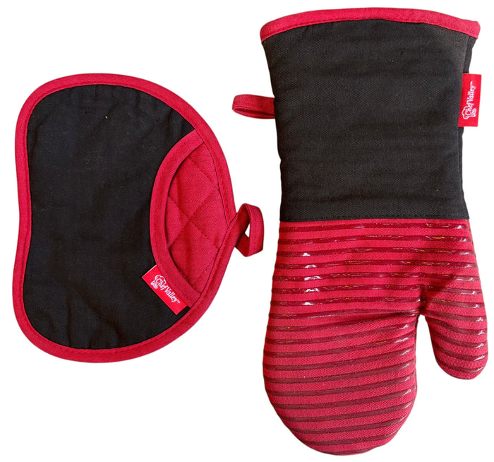 2 Pcs, Cotton and Neoprene Oven Mitt and Pot Holder Kitchen Sets.