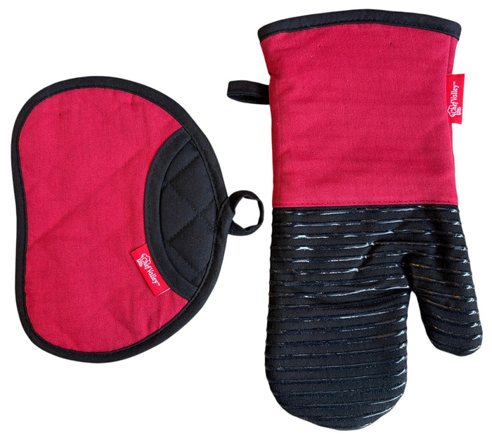 2 Pcs, Cotton and Neoprene Oven Mitt and Pot Holder Kitchen Sets.