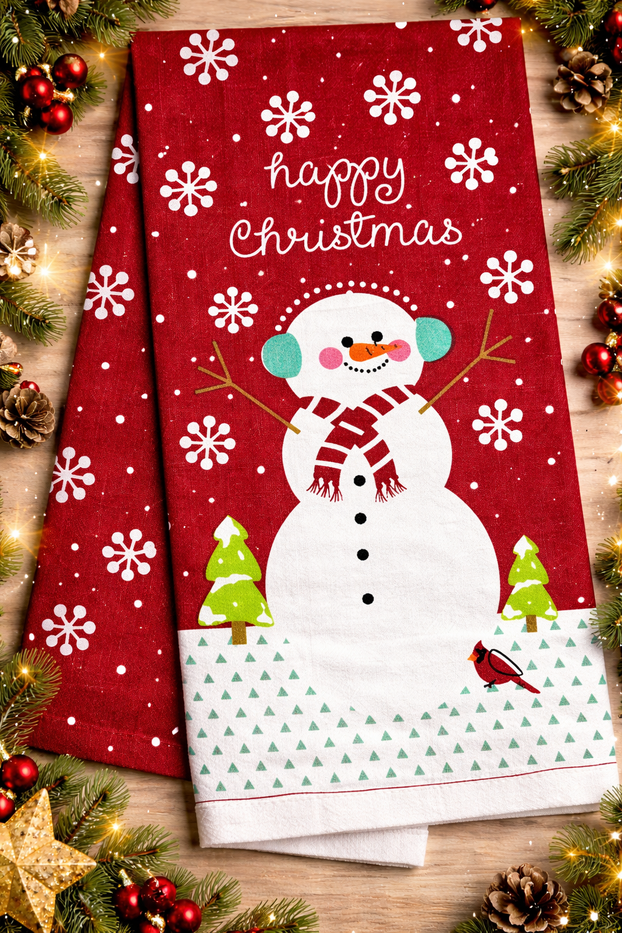 Set of 6, 100% Cotton Assorted Funny Christmas Kitchen Towels with Sentiments on White & Dark Linen Soft and Absorbent Tea Towels/Kitchen Towel Size: 15” x 25".