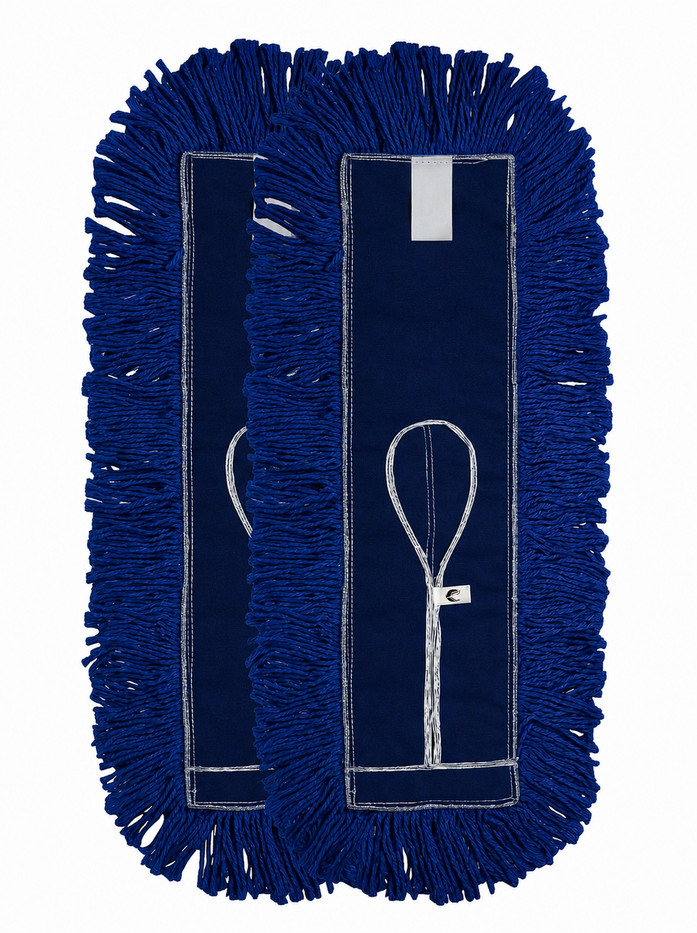 2 Packs, Heavy-Duty Looped-End Cotton Dust Mop collects and holds dust & Particles. Washable, Reusable Wet Dry Mop for Residential & Commercial Use. Fits standard dust mop Frames.