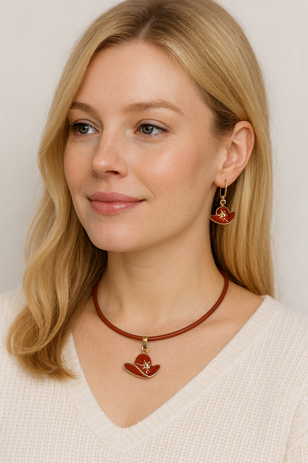 Three Pcs Jewelery Set, Necklace and a Pair of dangle earrings.