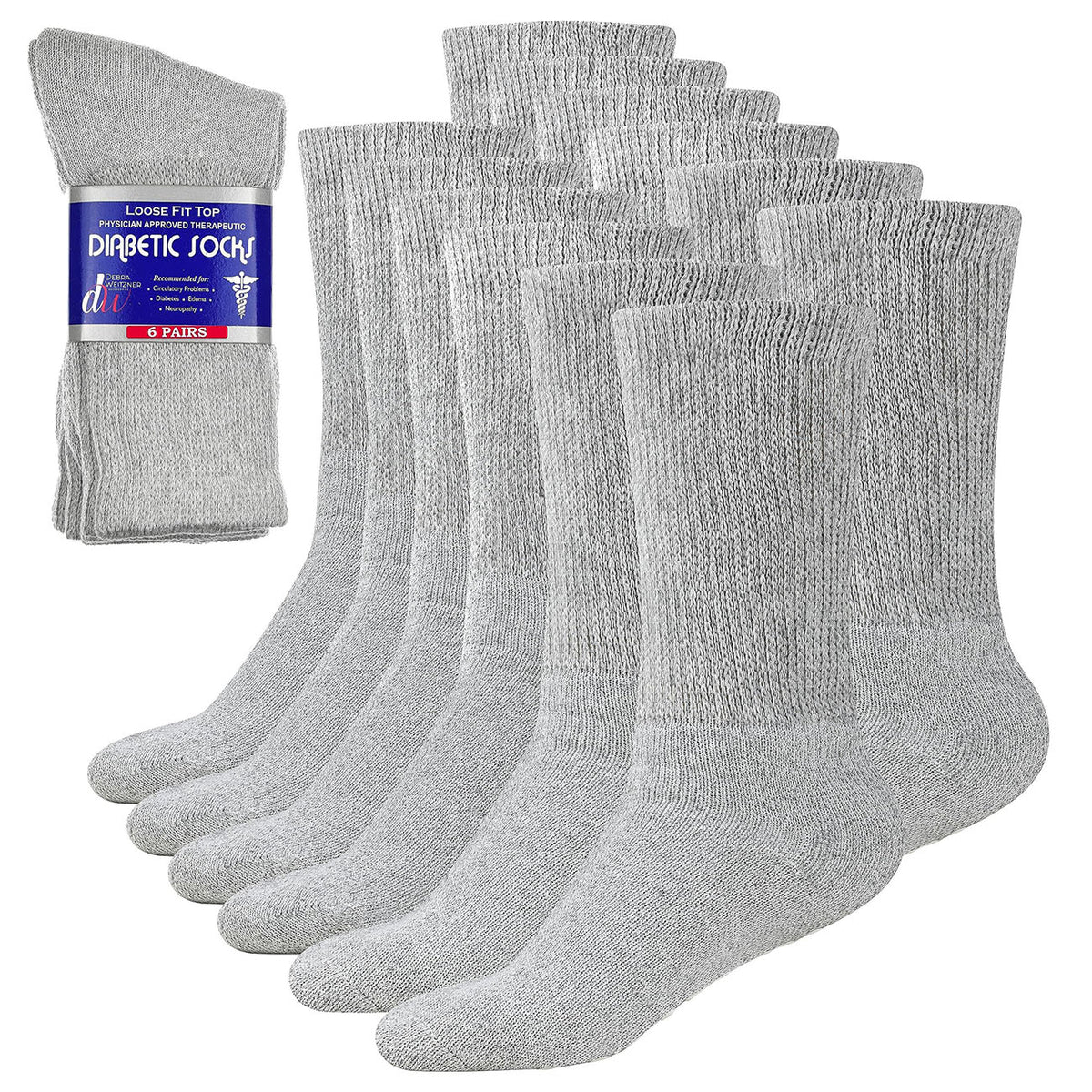 12 Pairs - Physician Approved Diabetic Crew Socks (Non-Binding & Therapeutic)