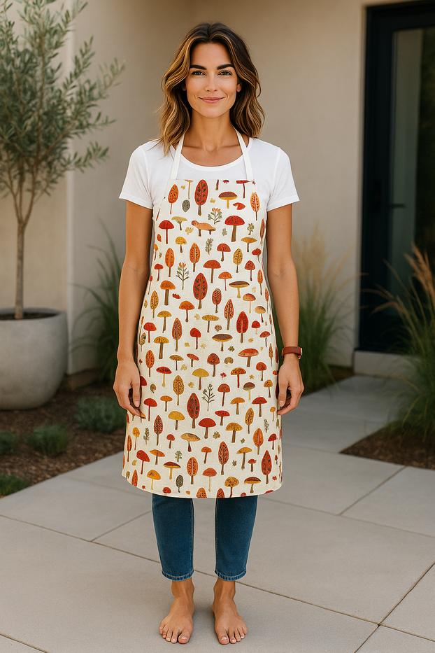 4 Pack, 100% Cotton Lightweight Colorful Fall Print/Whimsical Print Apron Size:19” x 30”, Ideal for Dress Size 4-6.