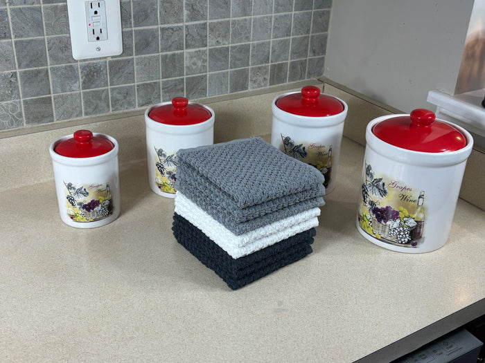 Washcloths Set of 8 - Popcorn Weave Wash Cloth Designed to Exfoliate Your Hands, Body or Face - Extra Absorbent 100% Ring Spun Cotton 12" X 12"