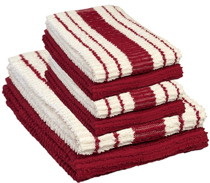 Set of 6, 100 Cotton 2 Kitchen Towel, 4 Dishcloths Size: 12” x 12” Extra Soft and Highly Absorbent, Machine Washable.