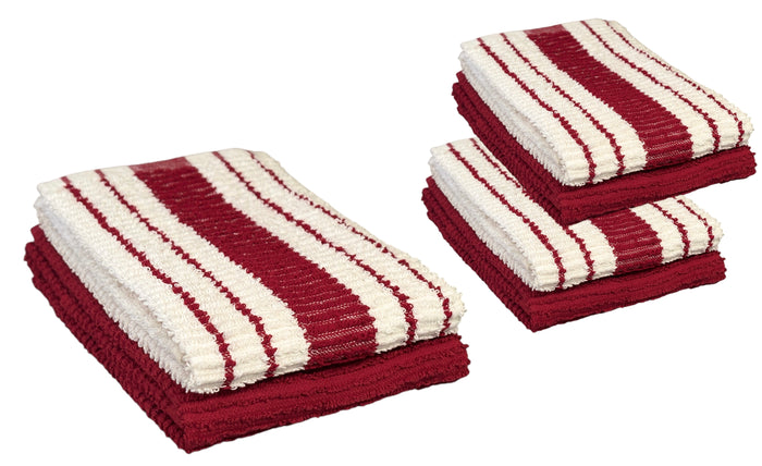 Set of 6, 100 Cotton 2 Kitchen Towel, 4 Dishcloths Size: 12” x 12” Extra Soft and Highly Absorbent, Machine Washable.