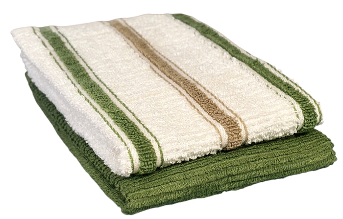 Set of 6, 100 Cotton 2 Kitchen Towel, 4 Dishcloths Size: 12” x 12” Extra Soft and Highly Absorbent, Machine Washable.