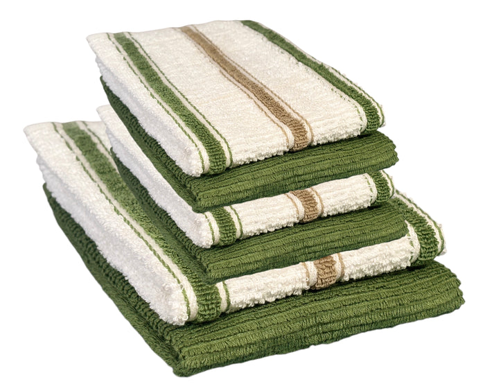 Set of 6, 100 Cotton 2 Kitchen Towel, 4 Dishcloths Size: 12” x 12” Extra Soft and Highly Absorbent, Machine Washable.