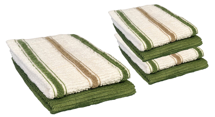 Set of 6, 100 Cotton 2 Kitchen Towel, 4 Dishcloths Size: 12” x 12” Extra Soft and Highly Absorbent, Machine Washable.