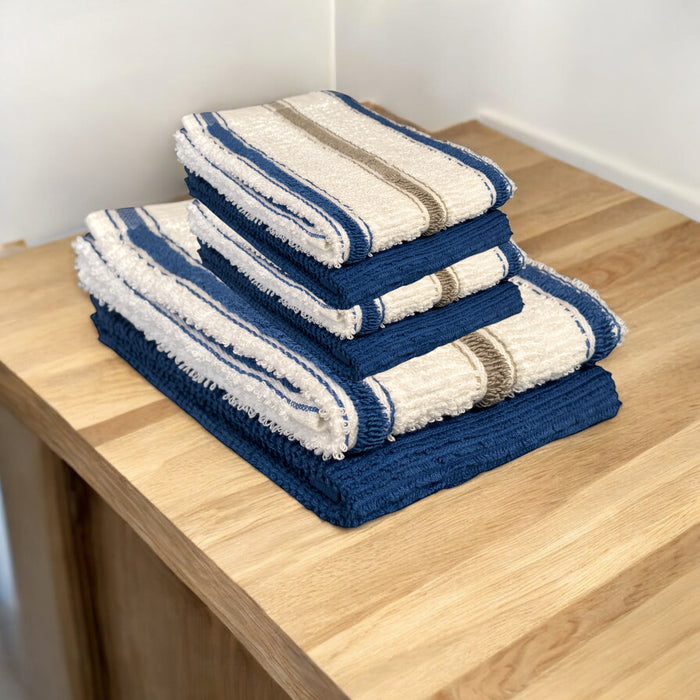 Set of 6, 100 Cotton 2 Kitchen Towel, 4 Dishcloths Size: 12” x 12” Extra Soft and Highly Absorbent, Machine Washable.