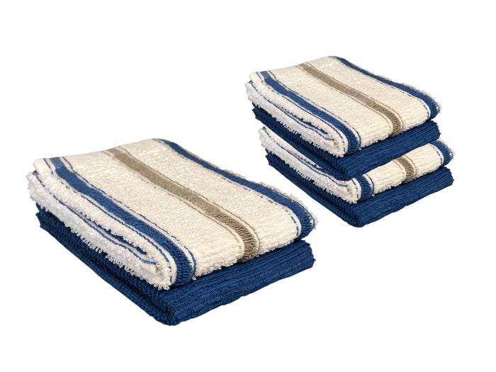 Set of 6, 100 Cotton 2 Kitchen Towel, 4 Dishcloths Size: 12” x 12” Extra Soft and Highly Absorbent, Machine Washable.