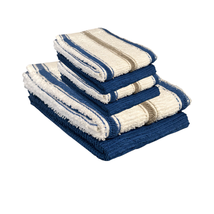 Set of 6, 100 Cotton 2 Kitchen Towel, 4 Dishcloths Size: 12” x 12” Extra Soft and Highly Absorbent, Machine Washable.