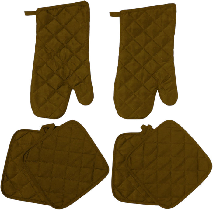 Set of 6, Solid Quilted 2 Oven mitt and 4 Potholder Heat Resistant Kitchen Sets, Oven mitt - 13 x 7 Inch and Potholder - 7 x 7 Inch.