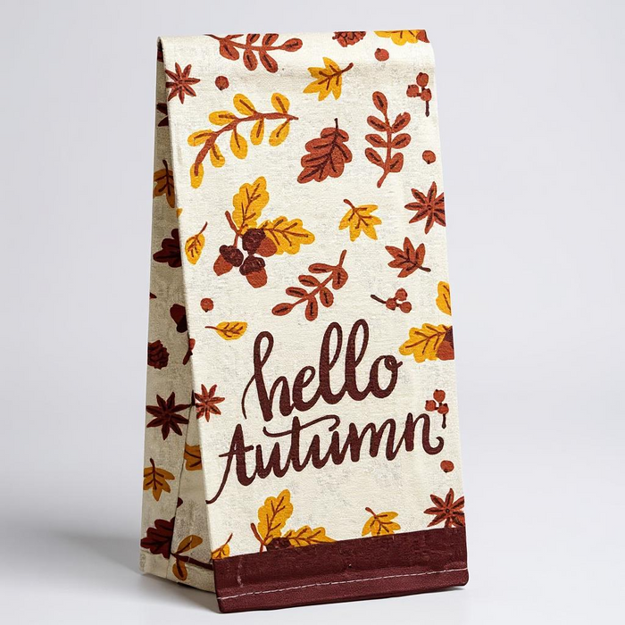 Autumn Fall Leaves Design 6 Pack Halloween, Thanksgiving Decorative Kitchen Towel set,  4 Kitchen Towels, Potholder, Oven Mitt.