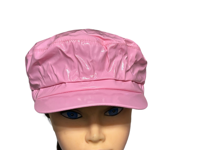 PU Leather Fiddler Cap Newsboy Cabbie Baker Boy for Women Pageboy Visor Elastic Back