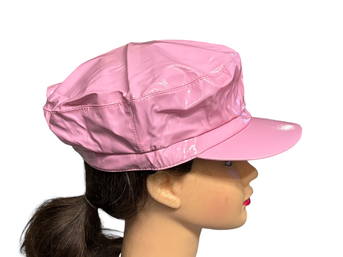 PU Leather Fiddler Cap Newsboy Cabbie Baker Boy for Women Pageboy Visor Elastic Back