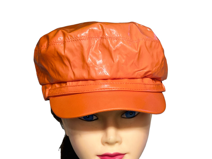 PU Leather Liner Fiddler Cap Newsboy Cabbie Baker Boy for Women Pageboy Visor Elastic Back