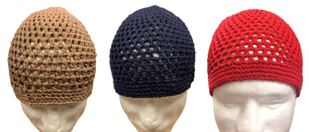 100% Cotton Knitted Stretchy Crochet Muslim Beanie Skull Caps for Men - One Size Fit Most.