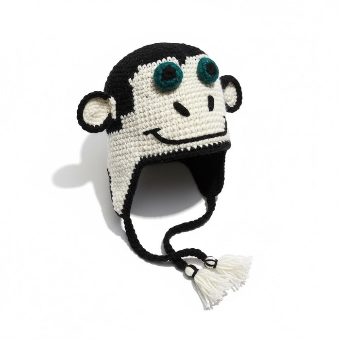 Handmade Animal Character Wool with Fleece Lined Adult Winter Hat, One Size fits