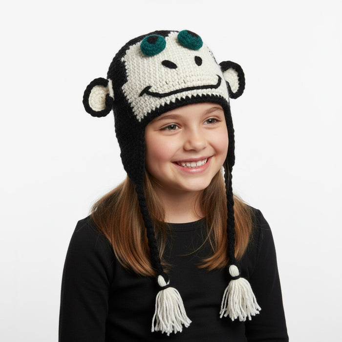 Handmade Animal Character Wool with Fleece Lined Adult Winter Hat, One Size fits