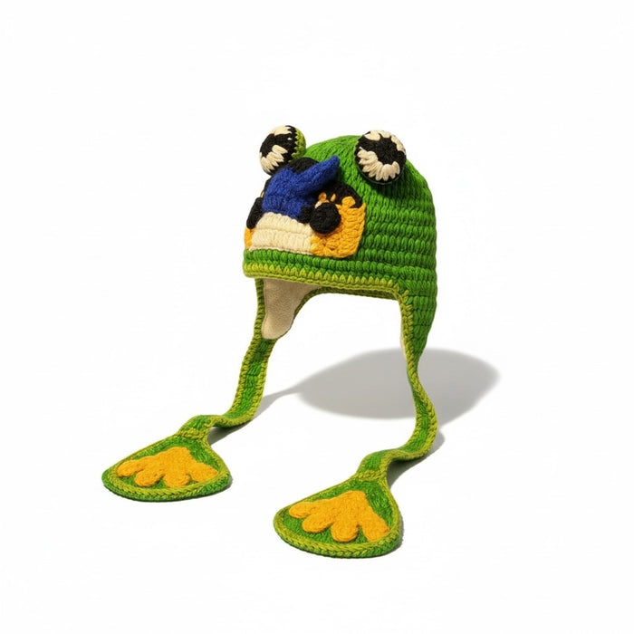 Handmade Animal Character Wool with Fleece Lined Adult Winter Hat, One Size fits