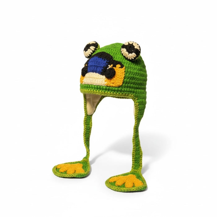 Handmade Animal Character Wool with Fleece Lined Adult Winter Hat, One Size fits
