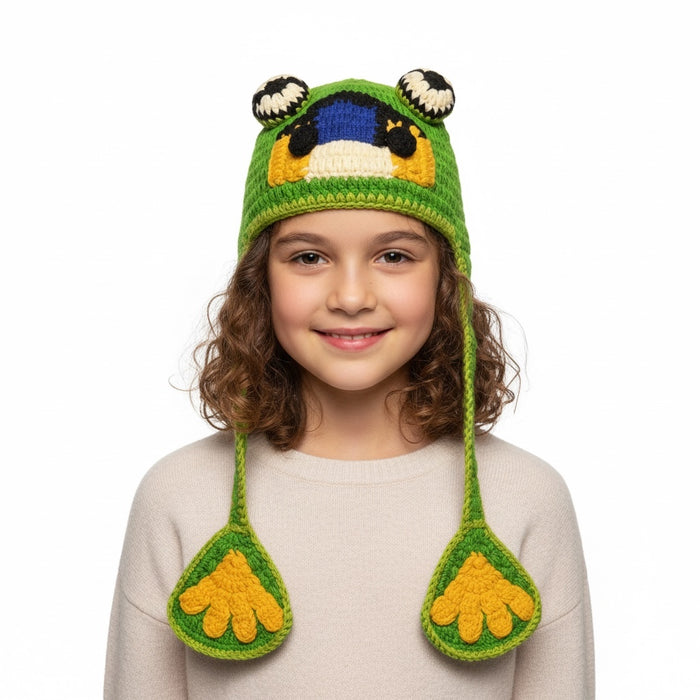 Handmade Animal Character Wool with Fleece Lined Adult Winter Hat, One Size fits