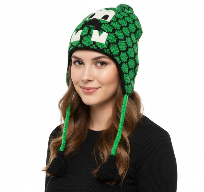 Handmade Animal Character Wool with Fleece Lined Adult Winter Hat, One Size fits