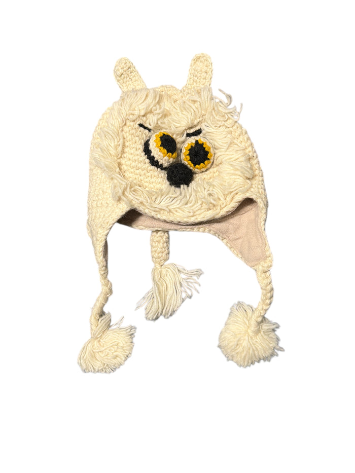 Handmade Animal Character Wool with Fleece Lined Adult Winter Hat, One Size fits