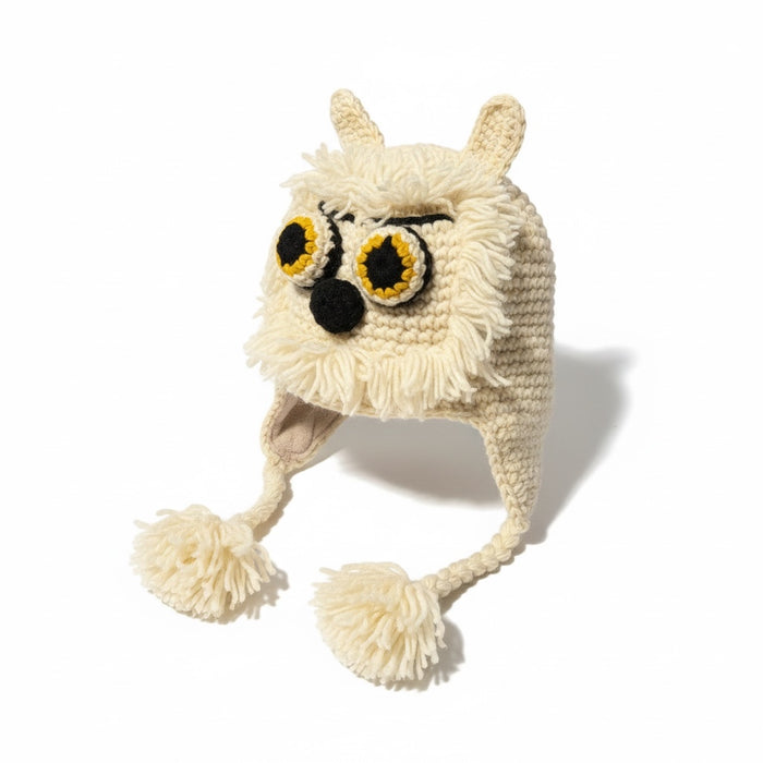Handmade Animal Character Wool with Fleece Lined Adult Winter Hat, One Size fits