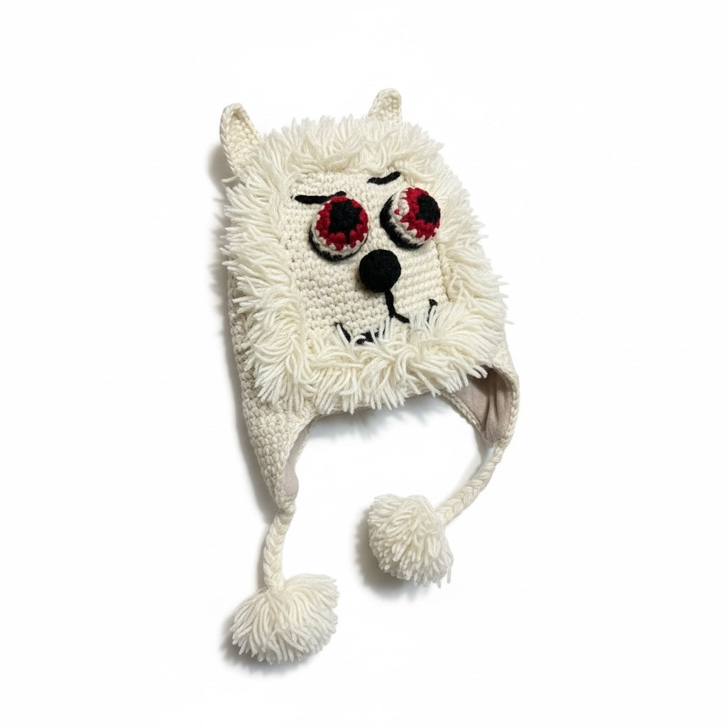 Handmade Animal Character Wool with Fleece Lined Adult Winter Hat, One Size fits