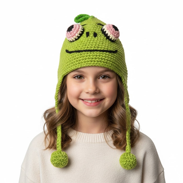 Handmade Animal Character Wool with Fleece Lined Adult Winter Hat, One Size fits