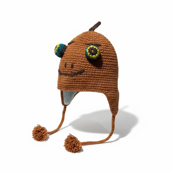 Handmade Animal Character Wool with Fleece Lined Adult Winter Hat, One Size fits