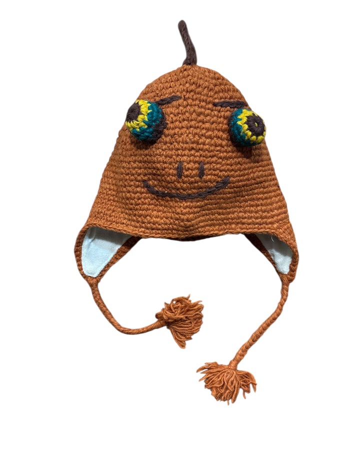Handmade Animal Character Wool with Fleece Lined Adult Winter Hat, One Size fits