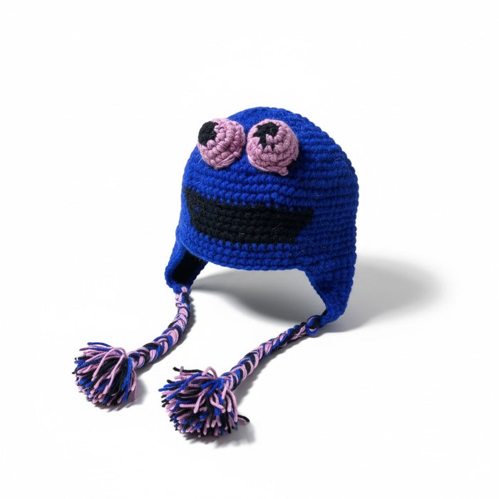 Handmade Animal Character Wool with Fleece Lined Adult Winter Hat, One Size fits
