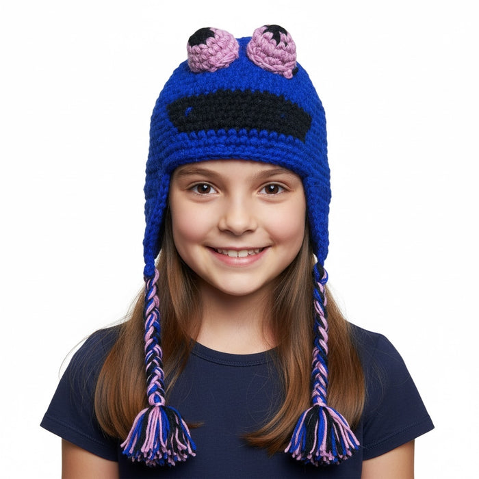 Handmade Animal Character Wool with Fleece Lined Adult Winter Hat, One Size fits