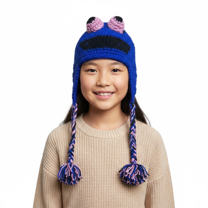 Handmade Animal Character Wool with Fleece Lined Adult Winter Hat, One Size fits