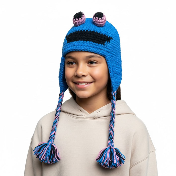 Handmade Animal Character Wool with Fleece Lined Adult Winter Hat, One Size fits