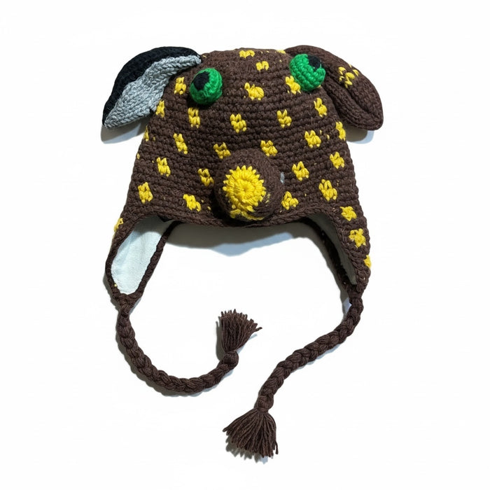 Handmade Animal Character Wool with Fleece Lined Adult Winter Hat, One Size fits